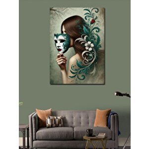 Kanvas Tablo Maskeli Kadın Portresi 100x140 cm