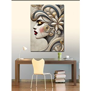 Kanvas Tablo Altın Renkli Kadın Profili 70x100 cm
