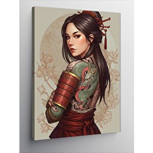 Kanvas Tablo Geleneksel Zırhlı Kadın Samuray 70x100 cm