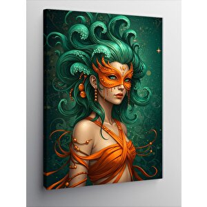 Kanvas Tablo Maskeli Kadın Portresi 50x70 cm