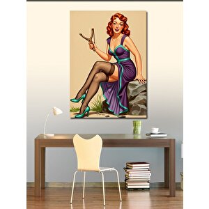 Kanvas Tablo Lastikli Kızıl Kadın 100x140 cm