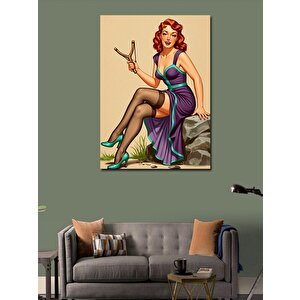 Kanvas Tablo Lastikli Kızıl Kadın 100x140 cm