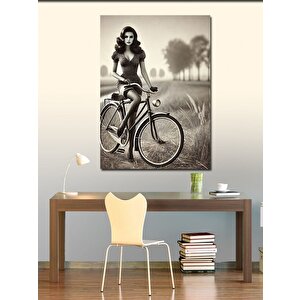 Kanvas Tablo Bisikletli Kadın Figürü 100x140 cm