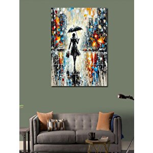 Kanvas Tablo Yağmurda Şemsiye Kadın 70x100 cm