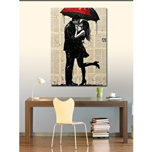 Kanvas Tablo Kırmızı Şemsiye Ve Çift 100x140 cm