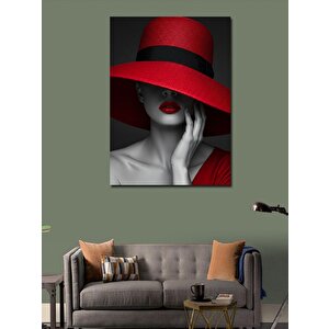 Kanvas Tablo Kırmızı Şapkalı Kadın 70x100 cm