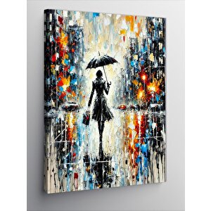 Kanvas Tablo Yağmurda Şemsiye Kadın 50x70 cm