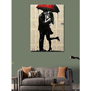 Kanvas Tablo Kırmızı Şemsiye Ve Çift 50x70 cm