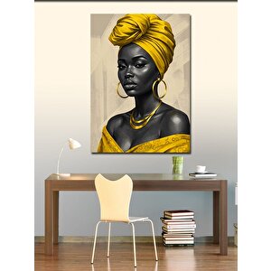 Kanvas Tablo Sarı Fularlı Afrikalı Kadın 50x70 cm