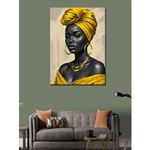 Kanvas Tablo Sarı Fularlı Afrikalı Kadın 70x100 cm