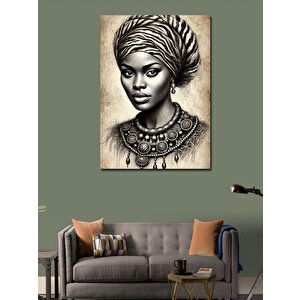 Kanvas Tablo Eşarplı Kadın Portresi 100x140 cm