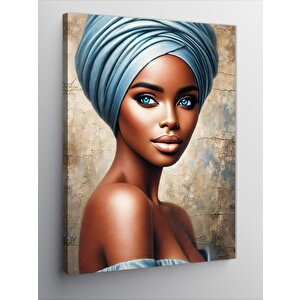 Kanvas Tablo Etnik Başörtülü Afro Kadın 100x140 cm