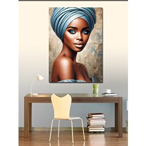 Kanvas Tablo Etnik Başörtülü Afro Kadın 100x140 cm