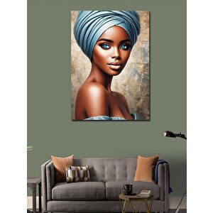 Kanvas Tablo Etnik Başörtülü Afro Kadın 100x140 cm