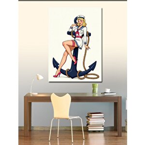 Kanvas Tablo Retro Denizci Kadın 100x140 cm