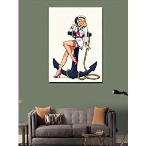 Kanvas Tablo Retro Denizci Kadın 100x140 cm