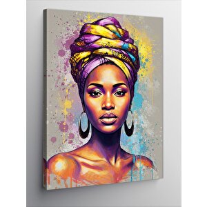 Kanvas Tablo Afrikalı Kadın Ve Geleneksel Şıklık 100x140 cm