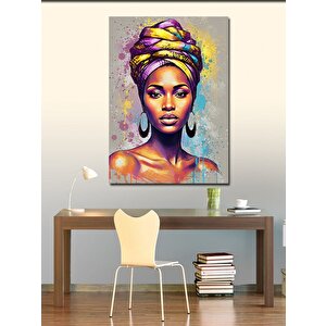 Kanvas Tablo Afrikalı Kadın Ve Geleneksel Şıklık 100x140 cm