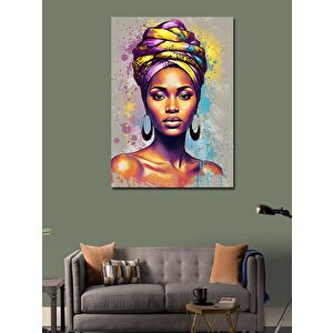Kanvas Tablo Afrikalı Kadın Ve Geleneksel Şıklık 100x140 cm