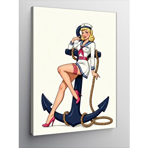 Kanvas Tablo Retro Denizci Kadın 50x70 cm