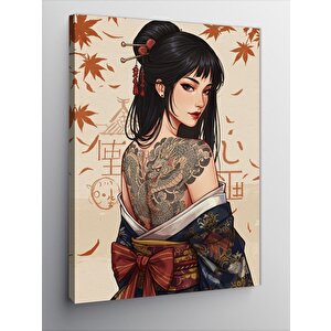 Kanvas Tablo Geleneksel Japon Kadın Portresi 70x100 cm