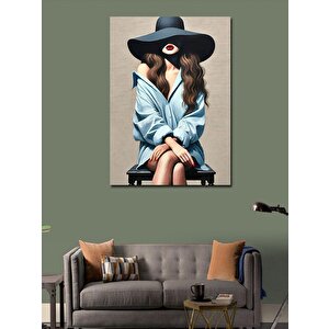 Kanvas Tablo Zarif Şapkalı Kadın Ve Gizem 100x140 cm