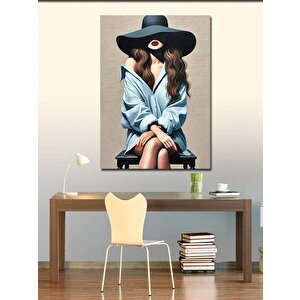 Kanvas Tablo Zarif Şapkalı Kadın Ve Gizem 70x100 cm