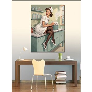 Kanvas Tablo Retro Hemşire Portresi 100x140 cm
