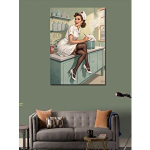 Kanvas Tablo Retro Hemşire Portresi 100x140 cm