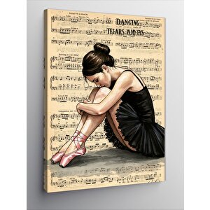 Kanvas Tablo Notaların Arasında Oturan Kadın 70x100 cm