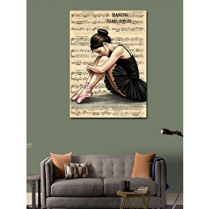 Kanvas Tablo Notaların Arasında Oturan Kadın 70x100 cm