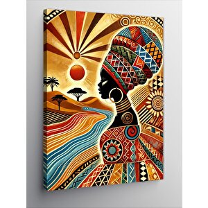 Kanvas Tablo Afrika Desenli Kadın Portresi 100x140 cm