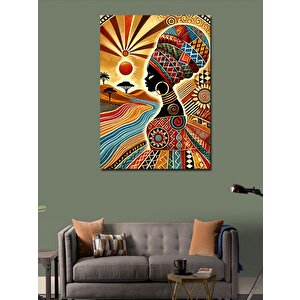 Kanvas Tablo Afrika Desenli Kadın Portresi 100x140 cm