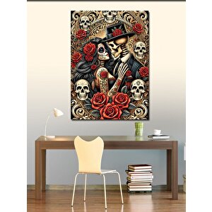Kanvas Tablo Şeker Kafatası Çift Figürü 70x100 cm