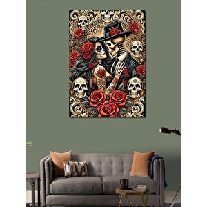Kanvas Tablo Şeker Kafatası Çift Figürü 70x100 cm