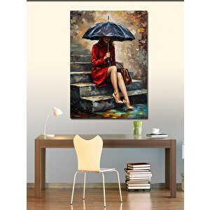 Kanvas Tablo Şemsiye Altında Kadın 70x100 cm
