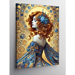 Kanvas Tablo Altın Spiral Kadın Portresi 50x70 cm