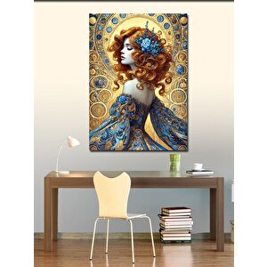 Kanvas Tablo Altın Spiral Kadın Portresi 50x70 cm