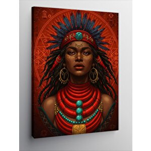 Kanvas Tablo Etnik Kırmızı Afro Kadın 70x100 cm