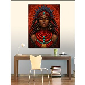 Kanvas Tablo Etnik Kırmızı Afro Kadın 70x100 cm