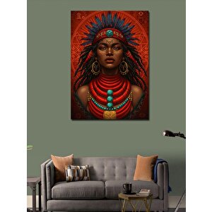 Kanvas Tablo Etnik Kırmızı Afro Kadın 70x100 cm
