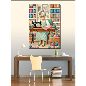 Kanvas Tablo Dikiş Diken Yaşlı Kadın 50x70 cm
