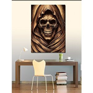 Kanvas Tablo Kapüşonlu Mumya Kafatası Çizimi 100x140 cm