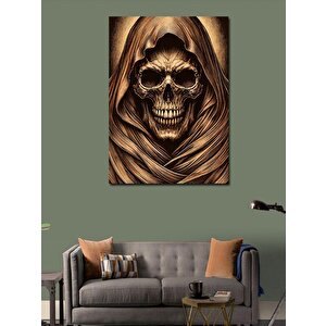 Kanvas Tablo Kapüşonlu Mumya Kafatası Çizimi 100x140 cm