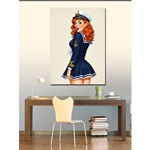 Kanvas Tablo Denizci Temalı Kadın İllüstrasyonu 70x100 cm