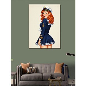 Kanvas Tablo Denizci Temalı Kadın İllüstrasyonu 70x100 cm