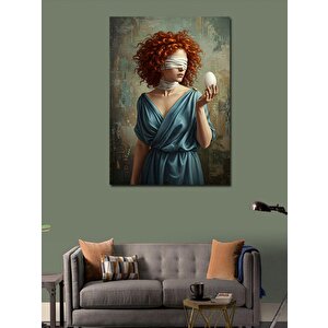 Kanvas Tablo Gözleri Bağlı Kadın Ve Yumurta 100x140 cm
