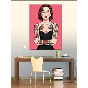 Kanvas Tablo Dövmeli Retro Kadın 70x100 cm