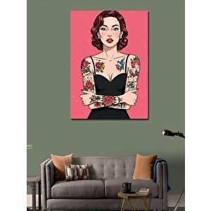 Kanvas Tablo Dövmeli Retro Kadın 70x100 cm