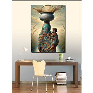 Kanvas Tablo Vazo Taşıyan Kadın Ve Bebeği 50x70 cm